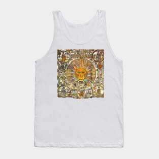 SUN AND MOON ,ZODIACAL SIGNS, ANTIQUE RUSSIAN ASTROLOGY  WOODCUT Tank Top